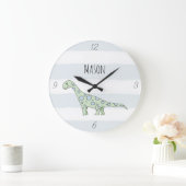 キッズ恐竜の漫画&ネームボーイズ子供部屋 ラージ壁時計 (ホーム)