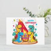 キッズ恐竜の誕生日パーティー招待状- Roarsomeおもしろい 招待状 (スタンド正面)