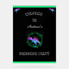 キッズ恐竜の誕生日パーティー歓迎サイン アクリルサイン