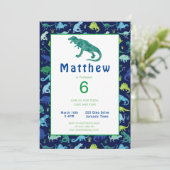キッズ恐竜の誕生日パーティー水の色招待状 (スタンド正面)