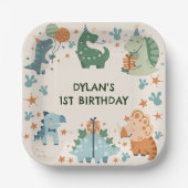 キッズ恐竜の誕生日パーティー ペーパープレート (正面)