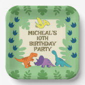 キッズ恐竜の誕生日パーティー ペーパープレート (正面)