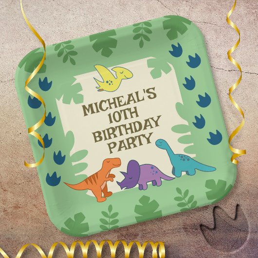 キッズ恐竜の誕生日パーティー ペーパープレート