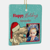 キッズ恐竜サンタパーソナライズされた セラミックオーナメント (右)