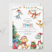 キッズ恐竜サードバースデーパーティーへの招待 招待状 (正面)