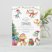 キッズ恐竜サードバースデーパーティーへの招待 招待状 (スタンド正面)