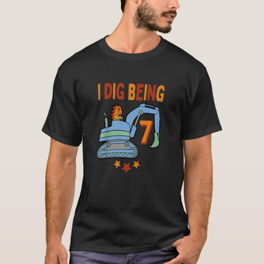 キッズ恐竜ディガー7誕生日、建築部 Tシャツ (正面)