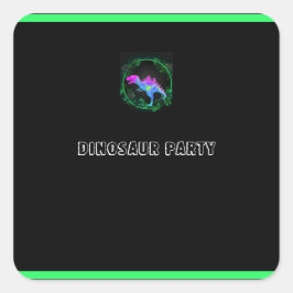 キッズ恐竜バースデーパーティースクエアステッカー スクエアシール