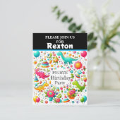 キッズ恐竜バースデーパーティ招待状 ポストカード (スタンド正面)