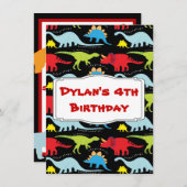 キッズ恐竜バースデーパーティ招待状 招待状 (正面/裏面)