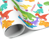 キッズ恐竜パーソナライズされた誕生日 ラッピングペーパー (ロールコーナー)