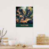 *~*キッズ恐竜モノグラムV文字 ポスター (キッチン)