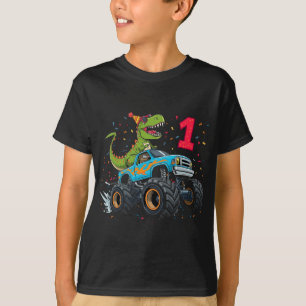 キッズ恐竜モンスタートラック1st誕生日パーティー tシャツ
