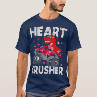 キッズ恐竜モンスタートラックTレックスバレンタインハート Tシャツ