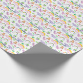 キッズ恐竜レインボーウォーターカラージャングル誕生日 ラッピングペーパー (角)