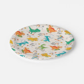 キッズ恐竜旅行パターン ペーパープレート (アングル)