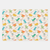 キッズ恐竜旅行パターン ラッピングペーパーシート (正面)