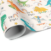 キッズ恐竜旅行パターン ラッピングペーパー (ロールコーナー)