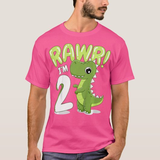 キッズ恐竜2回目の誕生日の衣服恐竜の誕生日 Tシャツ (正面)