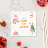 キッズ恐竜3回目の誕生日パーティー スタンダードカクテルナプキン (インサイチュ)