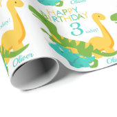 キッズ恐竜3回目の誕生日 ラッピングペーパー (ロールコーナー)