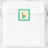 キッズ恐竜3rdバースデーブルー スクエアシール (バッグ)