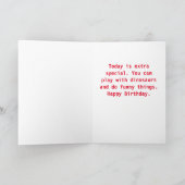 キッズ恐竜、5" x 7"折り畳み誕生日カード カード (内部)