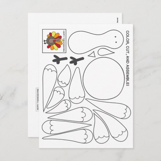 キッズ感謝祭はがき シーズンポストカード (正面/裏面)