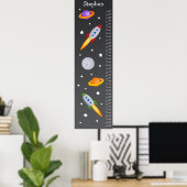 キッズ成長図 – ロケット船 ポスター (ホームオフィス)