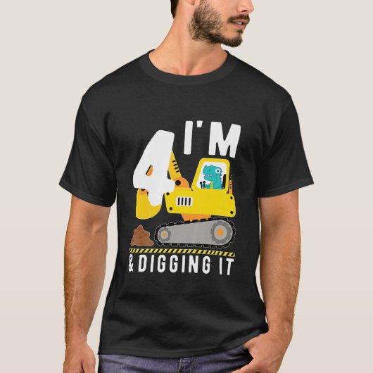 キッズ掘削機誕生日少年 Tシャツ (正面)