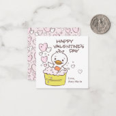 キッズ教室のダックバブルバスハートバレンタイン ノートカード (正面/裏面インサイチュ)