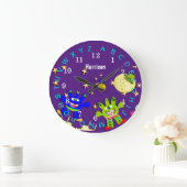 キッズ教育宇宙怪パーソナライズされた物 ラージ壁時計 (ホーム)