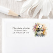 キッズ春ウォーターカラーパンダ差出人住所 ラベル (インサイチュ)