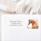 キッズ春ウォーターカラーホース差出人住所 ラベル (インサイチュ)