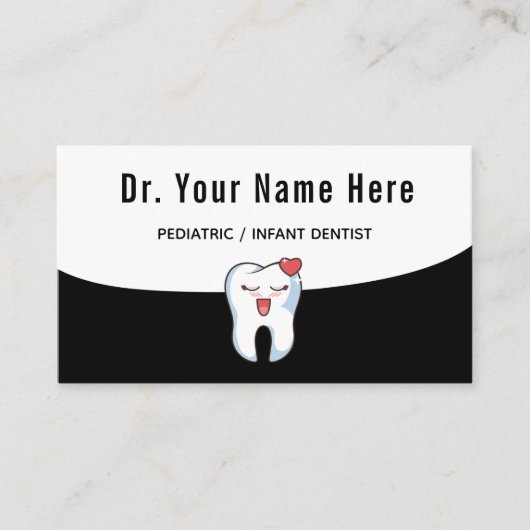 キッズ歯科医キュートかわいい歯おもしろいシンプル 名刺 (正面)