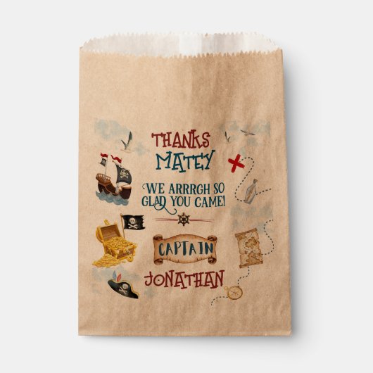 キッズ海賊パーティー感謝してい誕生日お願い フェイバーバッグ (正面)