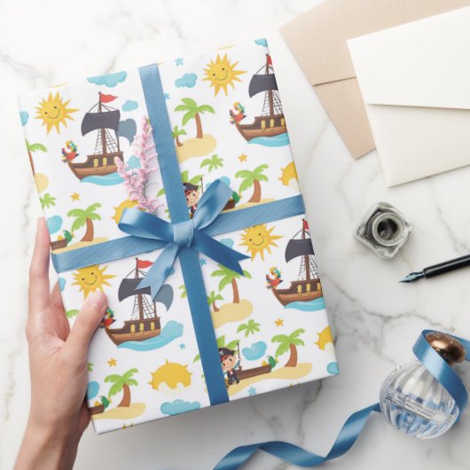 キッズ海賊船誕生日パーティー ラッピングペーパー (ギフト)