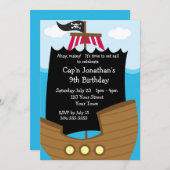 キッズ海賊船誕生日パーティー 招待状 (正面/裏面)