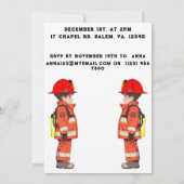 キッズ消防士をテーマにした誕生日パーティー 招待状 (裏面)