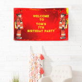 キッズ消防士をテーマにした誕生日パーティー 横断幕 (インサイチュ)