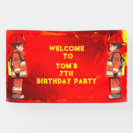 キッズ消防士をテーマにした誕生日パーティー 横断幕