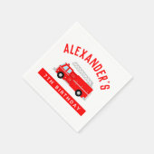 キッズ消防車の誕生日パーティー スタンダードカクテルナプキン (角)