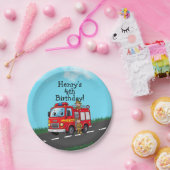 キッズ消防車の誕生日パーティー ペーパープレート (パーティー)