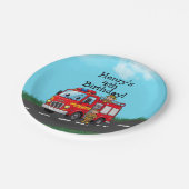 キッズ消防車の誕生日パーティー ペーパープレート (アングル)