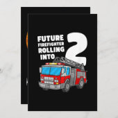 キッズ消防車2歳誕生日2ボーイトドラー火災 シーズンカード (正面/裏面)