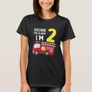 キッズ消防車2ndバースデーボーイ幼児の火の炎 tシャツ
