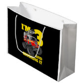 キッズ消防車3rdバースデーボーイ幼児 ラージペーパーバッグ (正面アングル)