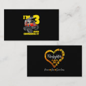 キッズ消防車3rdバースデーボーイ幼児 名刺 (正面/裏面)