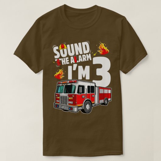 キッズ消防車3rd誕生日ボーイファイヤー3年 tシャツ (デザイン正面)