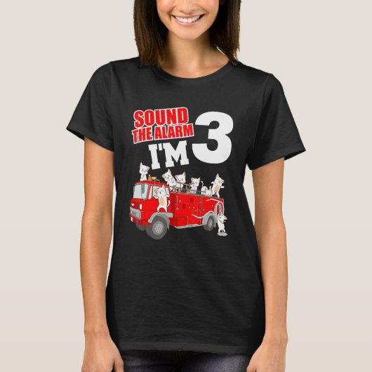 キッズ消防車3rd誕生日ボーイ幼児ファイアーファイト tシャツ (正面)